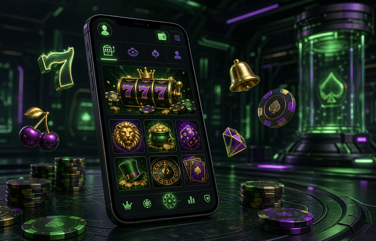 Mobile casino lobby displayed on a modern smartphone